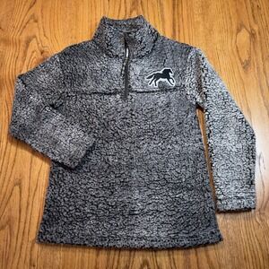 Back In The Saddle Pullover Sherpa Jacket Womens Small Long Sleeve 1/4 Zip Horse